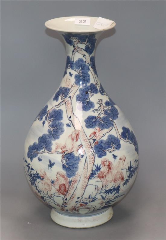 A Chinese blue and white baluster vase height 41cm